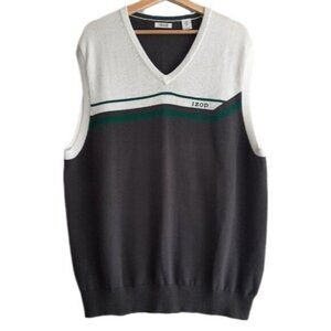 IZOD Golf Sweater Vest Colorblock Grey & White Men's Sz XL